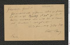 Nachlass Franz Steindachner, Postkarte von Victor Lang an Franz Steindachner (11.04.1908), Inv.Nr. 286.01, Seite 1